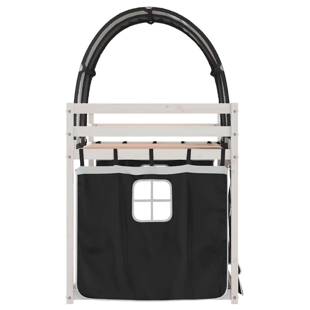 Letto a Castello senza Materasso-Struttura Letto a Castello Bianco e Nero 80x200cm in Pino 939011