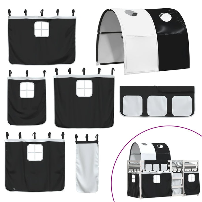 Letto a Castello senza Materasso Bianco e Nero 80x200cm in Pino 3283991