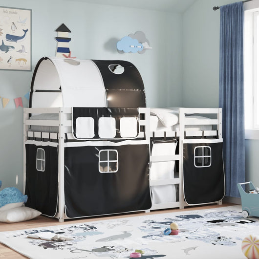 Letto a Castello senza Materasso Bianco e Nero 80x200cm in Pino 3283991