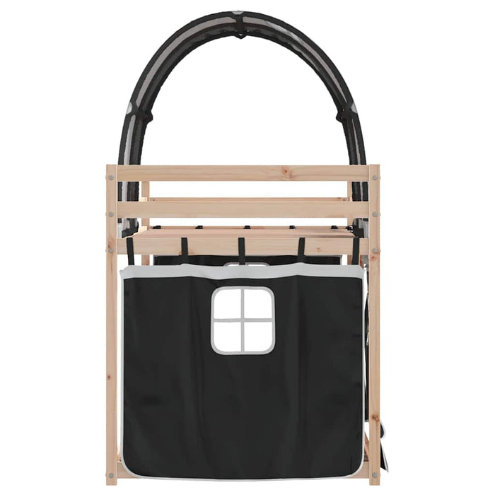 Letto a Castello senza Materasso-Struttura Letto a Castello Bianco e Nero 90x190cm in Pino 977328