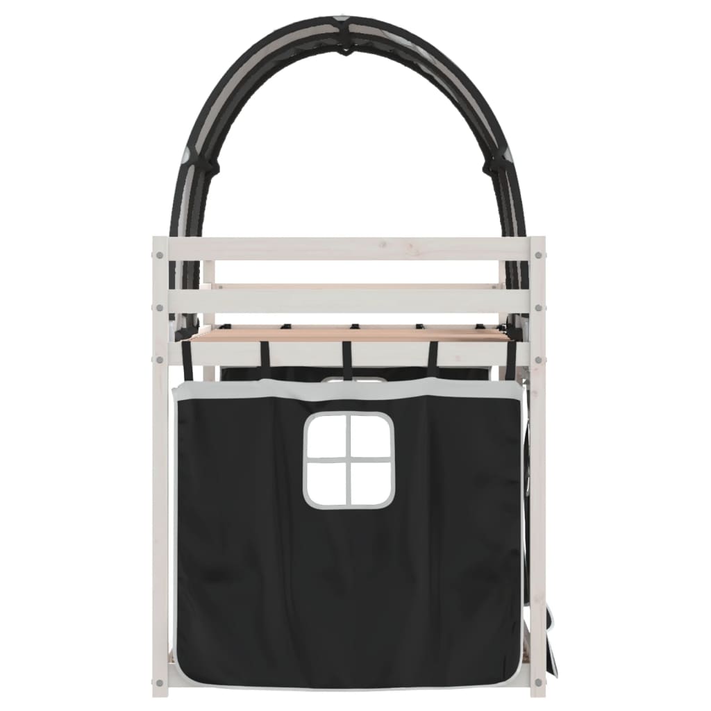 Letto a Castello senza Materasso Bianco e Nero 90x190cm in Pino