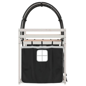 Letto a Castello senza Materasso Bianco e Nero 90x190cm in Pino