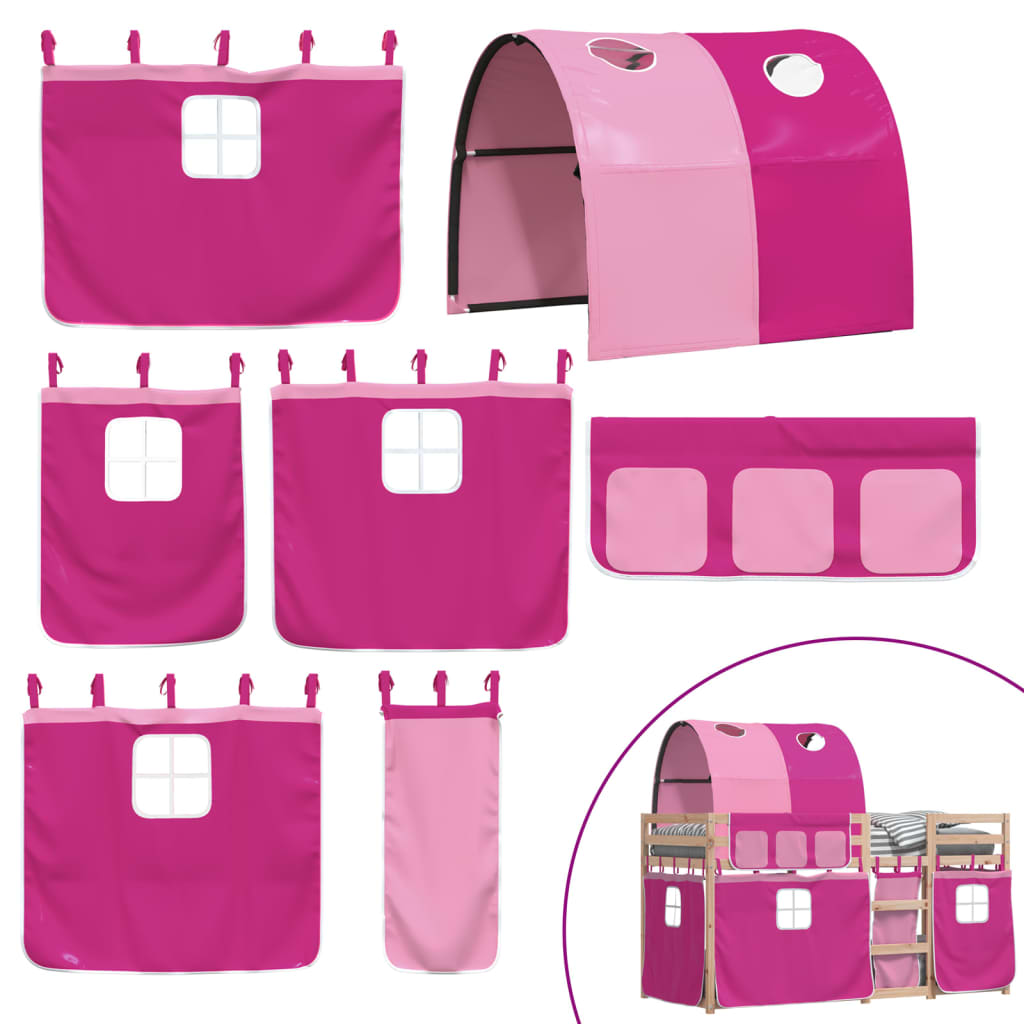 Letto a Castello senza Materasso Rosa 75x190 cm Legno di Pino