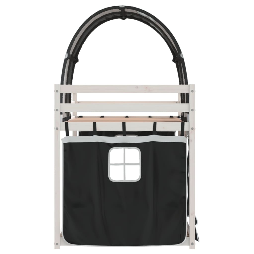 Letto a Castello senza Materasso Bianco e Nero 75x190 cm inPino 3284003