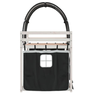 Letto a Castello senza Materasso Bianco e Nero 75x190 cm inPino