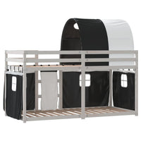 Letto a Castello senza Materasso Bianco e Nero 75x190 cm inPino 3284003