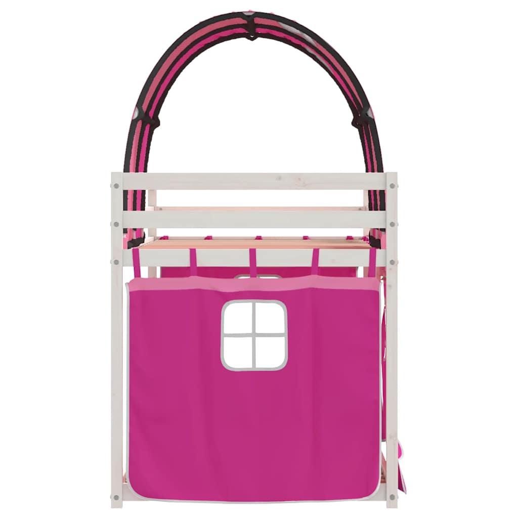 Letto a Castello senza Materasso-Struttura Letto a Castello Rosa 75x190 cm Legno di Pino 725239