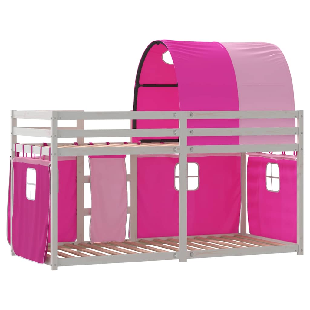 Letto a Castello senza Materasso-Struttura Letto a Castello Rosa 75x190 cm Legno di Pino 725239