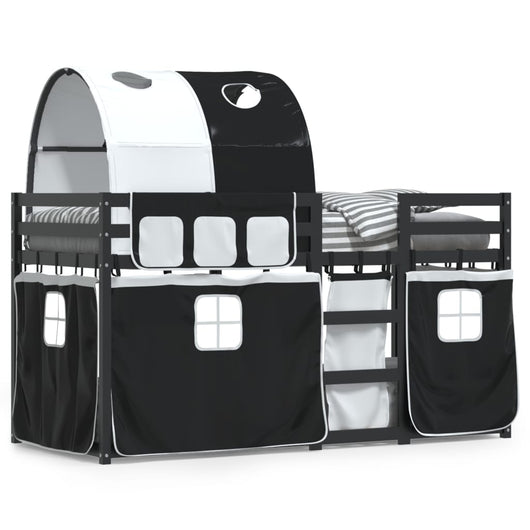 Letto a Castello senza Materasso Bianco e Nero 80x200cm in Pino 3284006