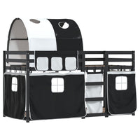 Letto a Castello senza Materasso Bianco e Nero 80x200cm in Pino 3284006