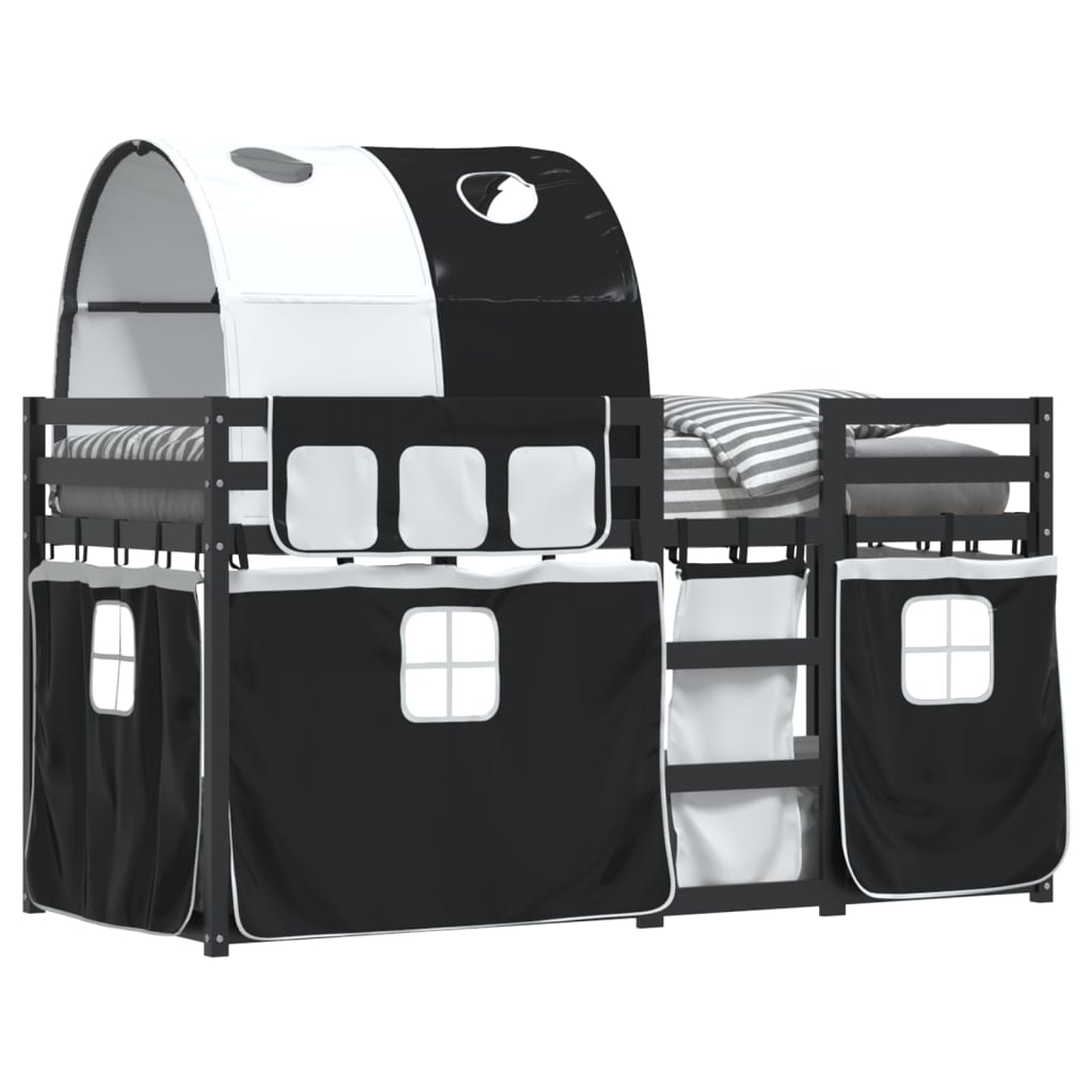 Letto a Castello senza Materasso Bianco e Nero 80x200cm in Pino 3284006