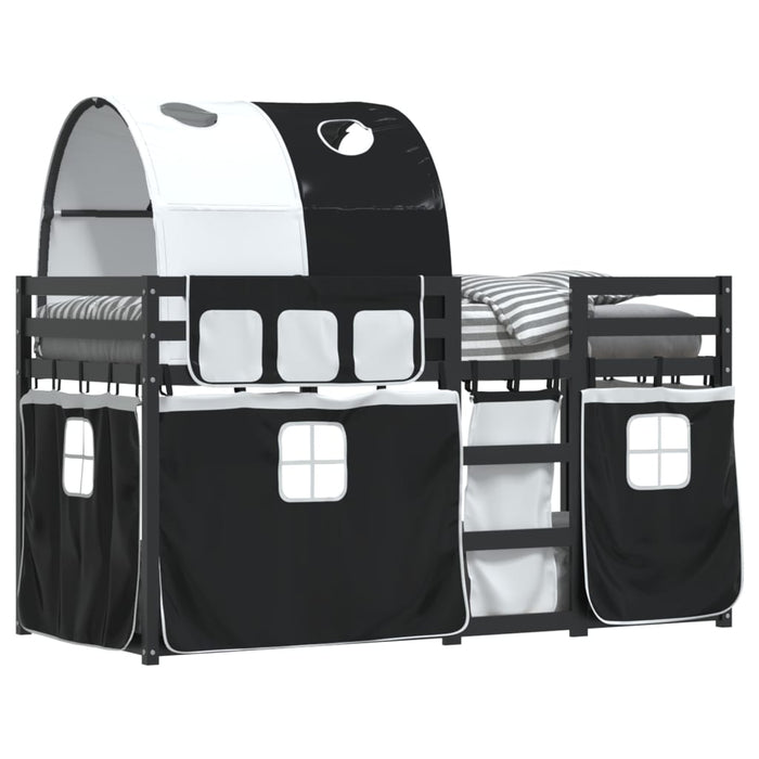 Letto a Castello senza Materasso Bianco e Nero 80x200cm in Pino 3284006