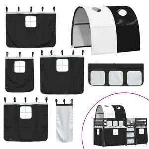 Letto a Castello senza Materasso Bianco e Nero 80x200cm in Pino 3284006