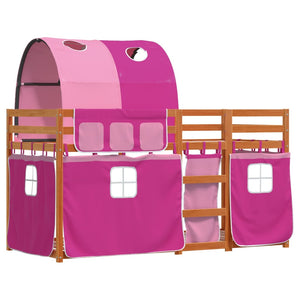 Letto a Castello senza Materasso Rosa 80x200 cm Legno di Pino