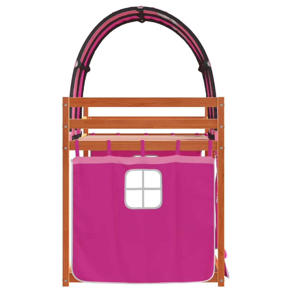 Letto a Castello senza Materasso Rosa 80x200 cm Legno di Pino