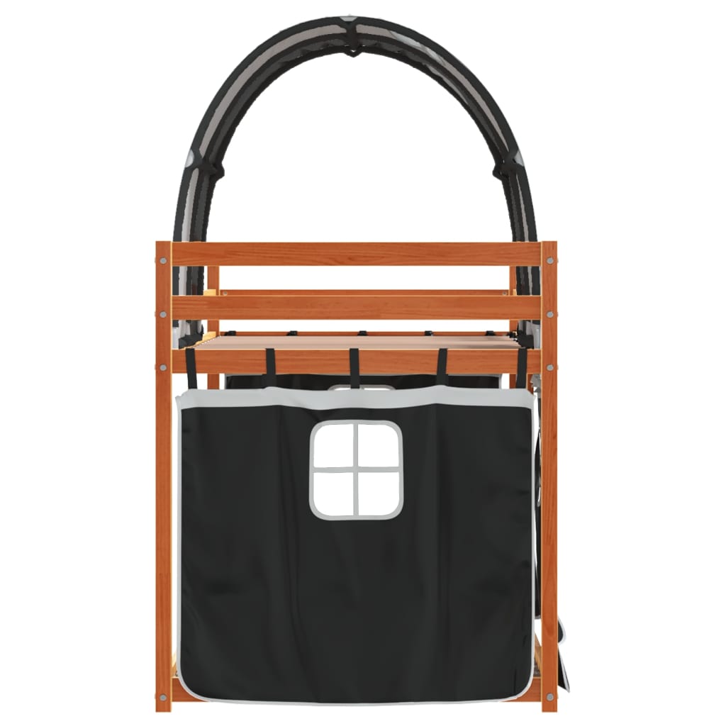 Letto a Castello senza Materasso Bianco e Nero 75x190 cm inPino