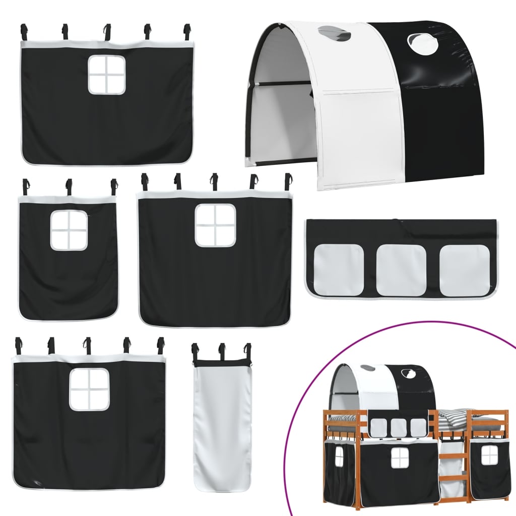 Letto a Castello senza Materasso Bianco e Nero 75x190 cm inPino 3284015