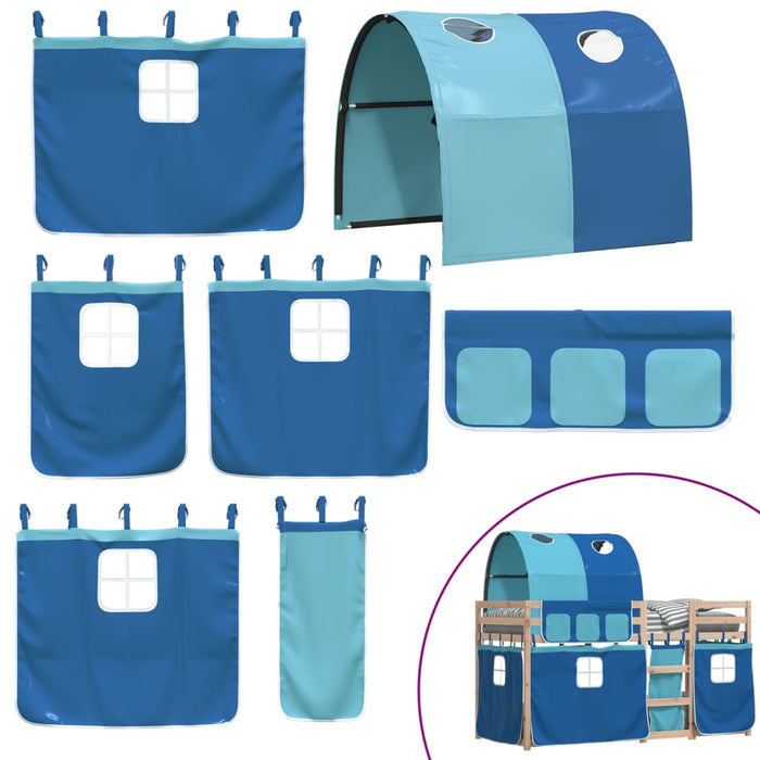 Letto a Castello senza Materasso Blu 90x200cm Massello Pino 3284019