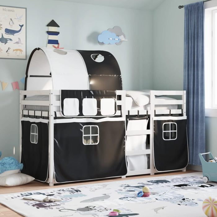 Letto a Castello senza Materasso Bianco e Nero 90x200cm in Pino 3284021