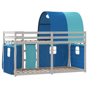 Letto a Castello senza Materasso-Struttura Letto a Castello Blu 90x200cm Massello Pino 568381