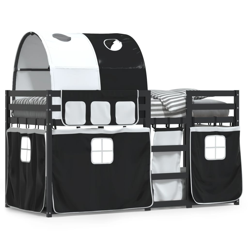 Letto a Castello senza Materasso Bianco e Nero 90x200cm in Pino 3284024