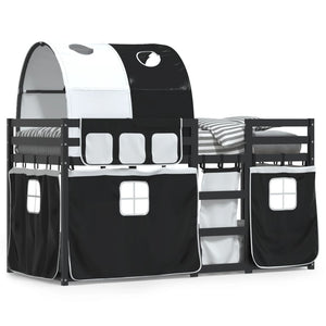 Letto a Castello senza Materasso Bianco e Nero 90x200cm in Pino 3284024