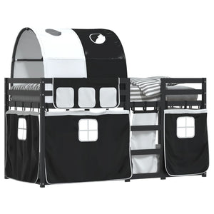 Letto a Castello senza Materasso Bianco e Nero 90x200cm in Pino 3284024