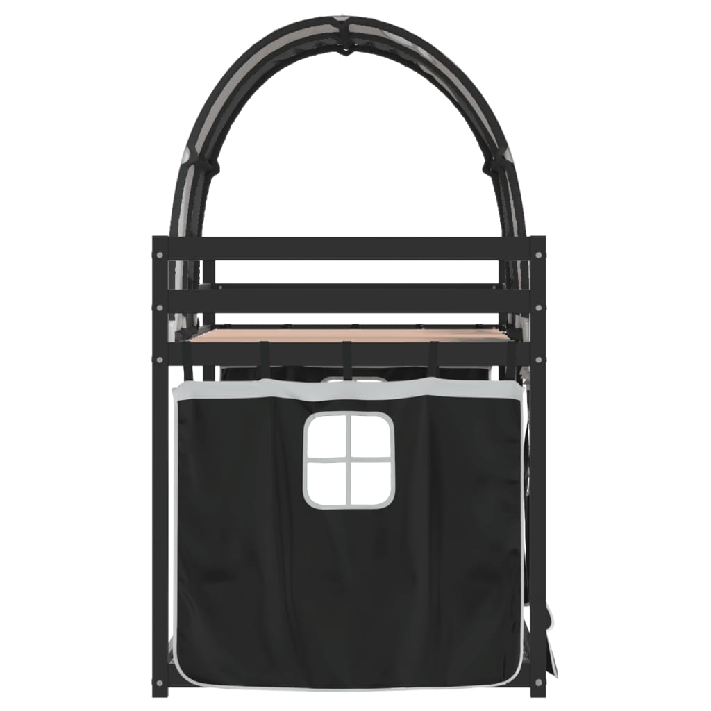 Letto a Castello senza Materasso Bianco e Nero 90x200cm in Pino 3284024