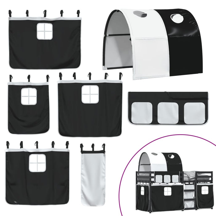 Letto a Castello senza Materasso Bianco e Nero 90x200cm in Pino 3284024