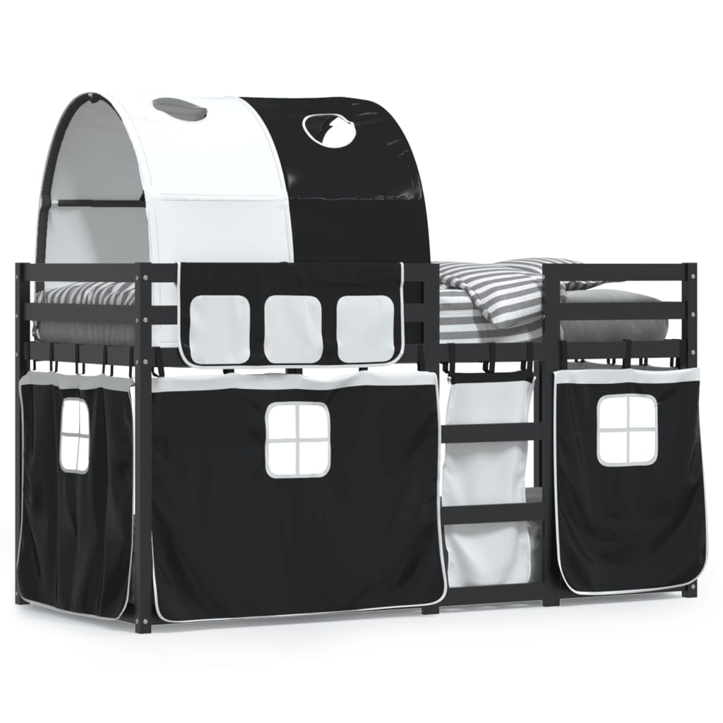 Letto a Castello senza Materasso Bianco e Nero 90x190cm in Pino 3284033