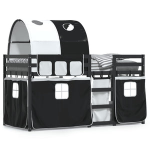 Letto a Castello senza Materasso Bianco e Nero 90x190cm in Pino 3284033