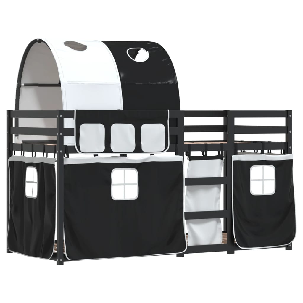 Letto a Castello senza Materasso Bianco e Nero 90x190cm in Pino 3284033