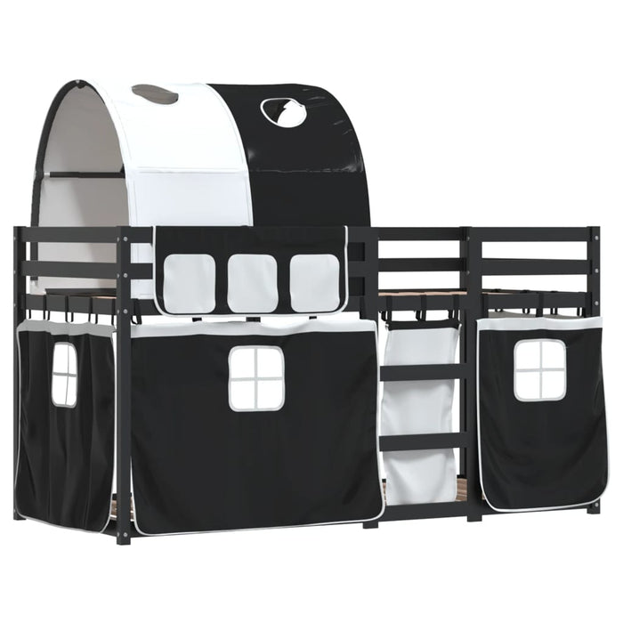 Letto a Castello senza Materasso Bianco e Nero 90x190cm in Pino 3284033