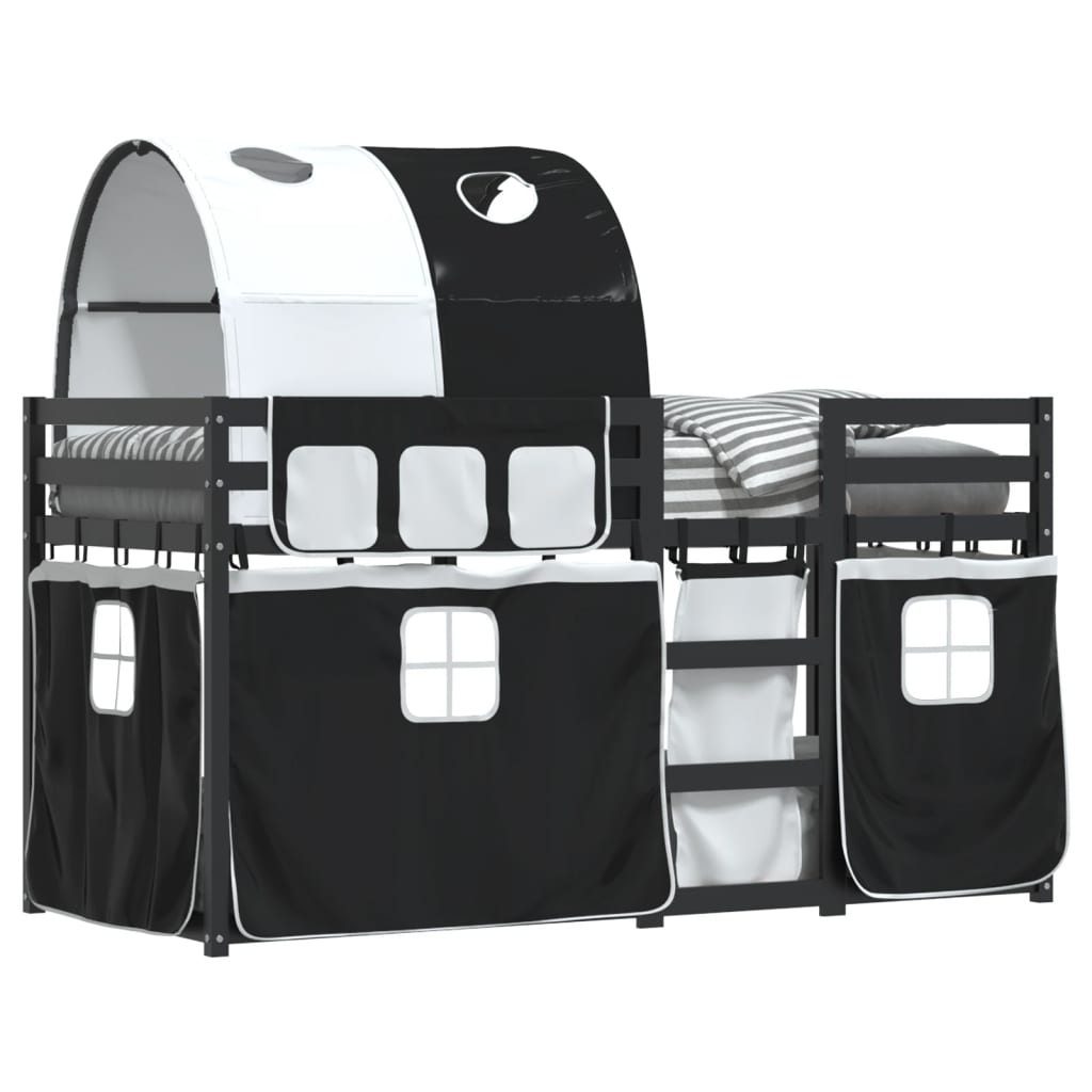 Letto a Castello senza Materasso Bianco e Nero 90x190cm in Pino 3284033