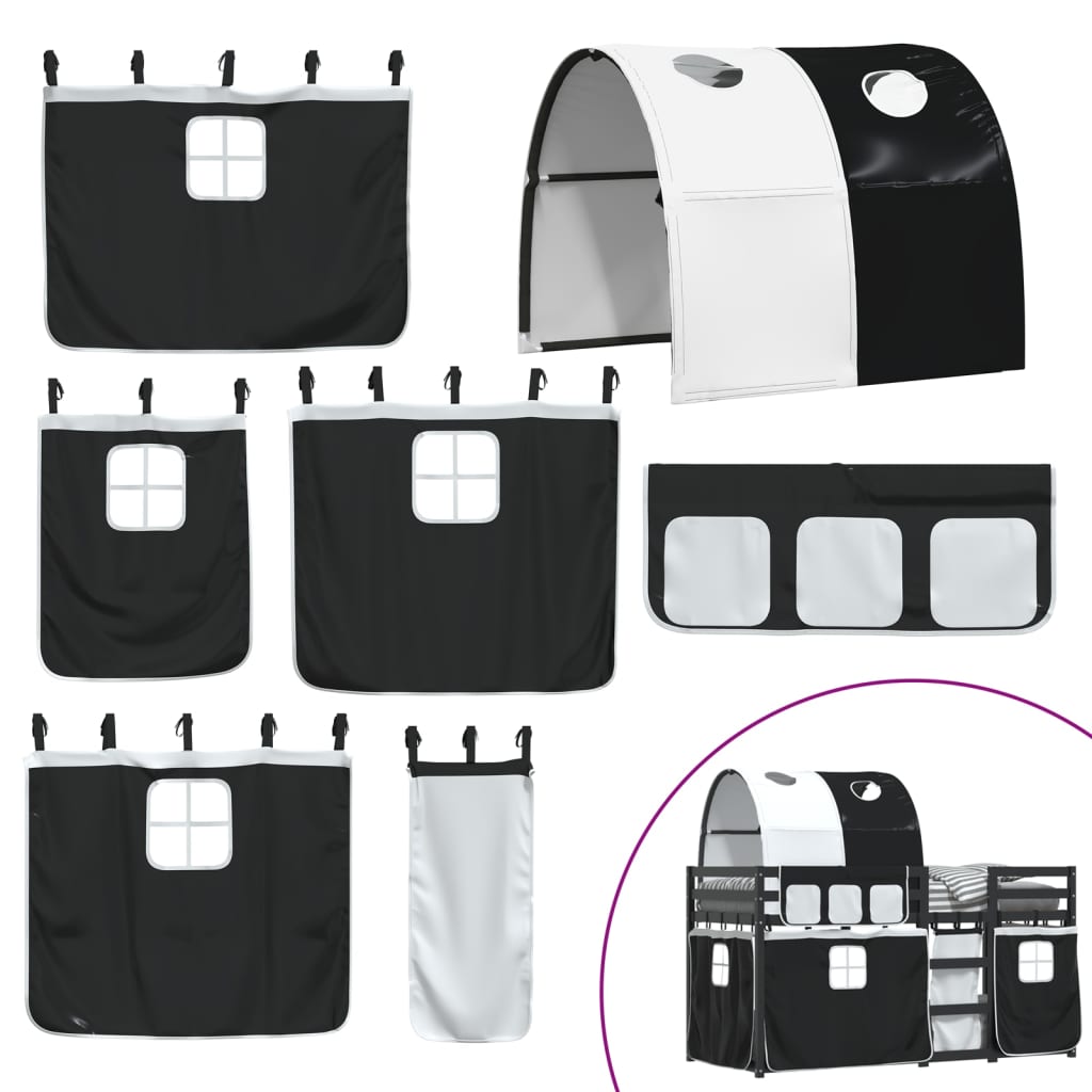 Letto a Castello senza Materasso Bianco e Nero 90x190cm in Pino 3284033