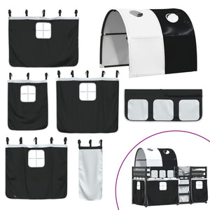 Letto a Castello senza Materasso Bianco e Nero 90x190cm in Pino 3284033