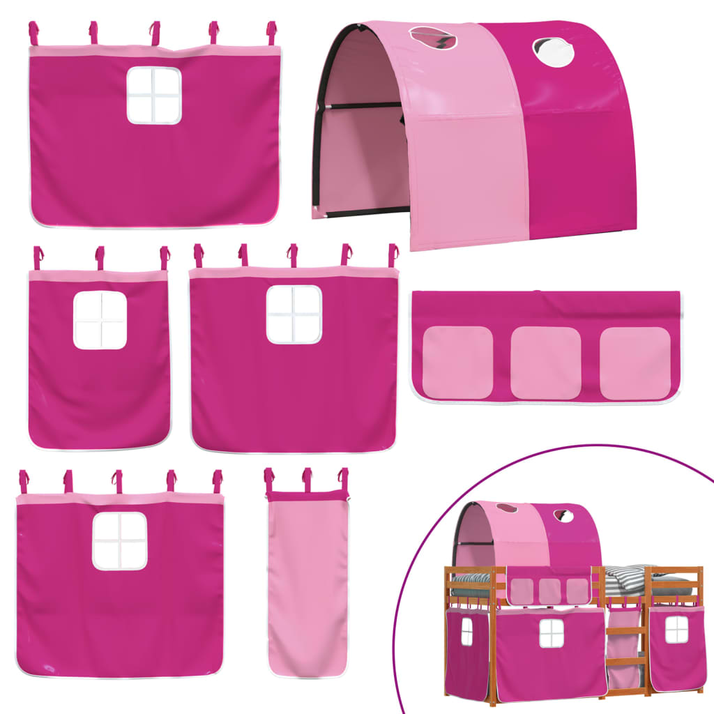 Letto a Castello senza Materasso Rosa 90x200 cm Legno di Pino