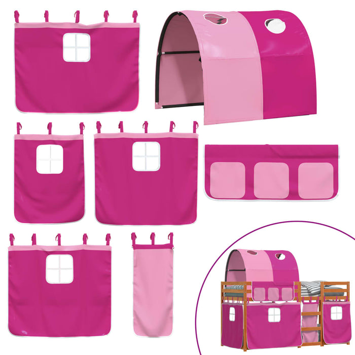 Letto a Castello senza Materasso Rosa 90x200 cm Legno di Pino