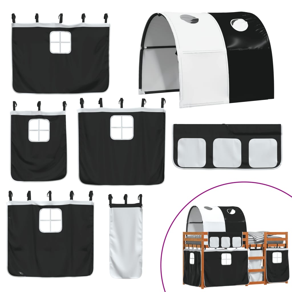 Letto a Castello senza Materasso Bianco e Nero 90x190cm in Pino 3284039