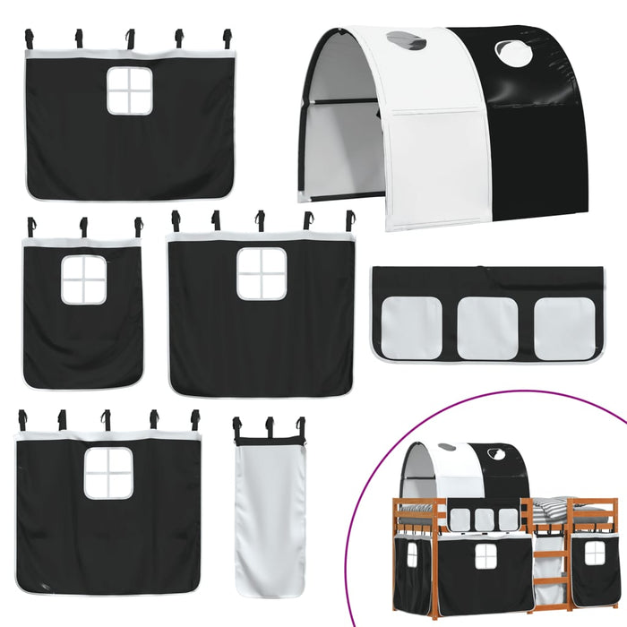 Letto a Castello senza Materasso Bianco e Nero 90x190cm in Pino 3284039