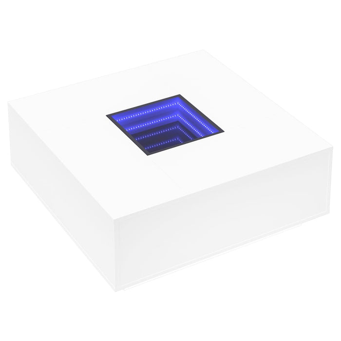 Tavolino da Salotto con LED Infinity-Tavolino da soggiorno Bianco 100x100x40 cm