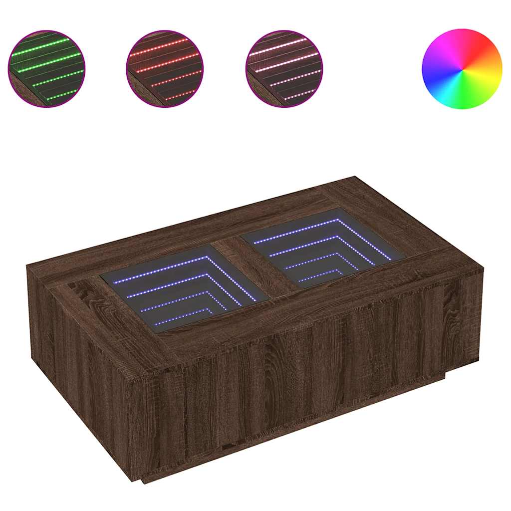 vidaXL Tavolino Salotto con LED Infinity Rovere Marrone 116x69x40 cm