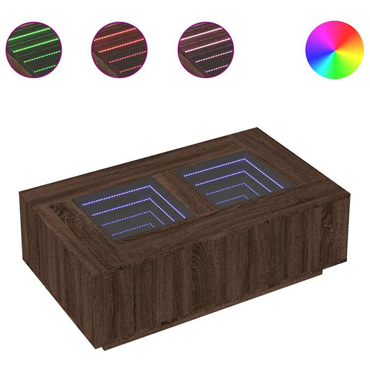 Tavolino Salotto con LED-Tavolino da soggiorno-Tavolo Infinity Rovere Marrone 116x69x40 cm