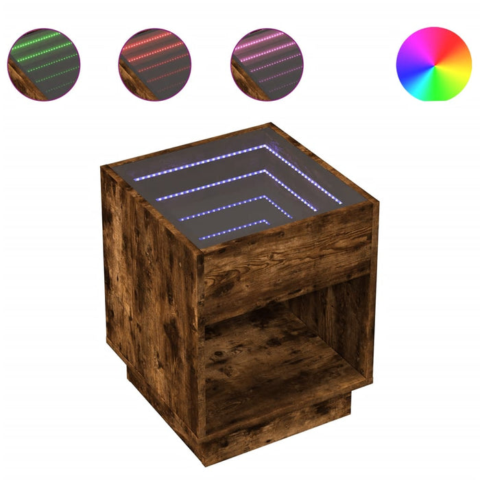 Comodino con LED Infinity Rovere Fumo 40x40x50 cm 3284081