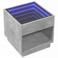 Comodino con LED Infinity-Tavolino da notte Grigio Cemento 50x50x50 cm