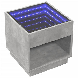 Comodino con LED Infinity-Tavolino da notte Grigio Cemento 50x50x50 cm