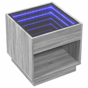 Comodino con LED Infinity-Tavolino da notte Rovere Sonoma 50x50x50 cm 733947