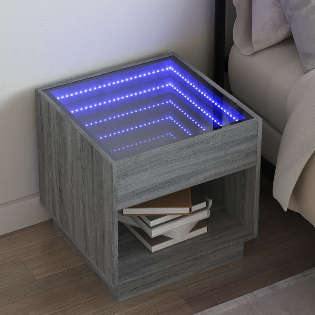 vidaXL Comodino con LED Infinity Rovere Sonoma 50x50x50 cm