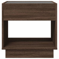 Comodino con LED Infinity-Tavolino da notte Rovere Marrone 50x50x50 cm