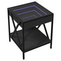 vidaXL Comodino con LED Infinity Nero 40x40x49 cm